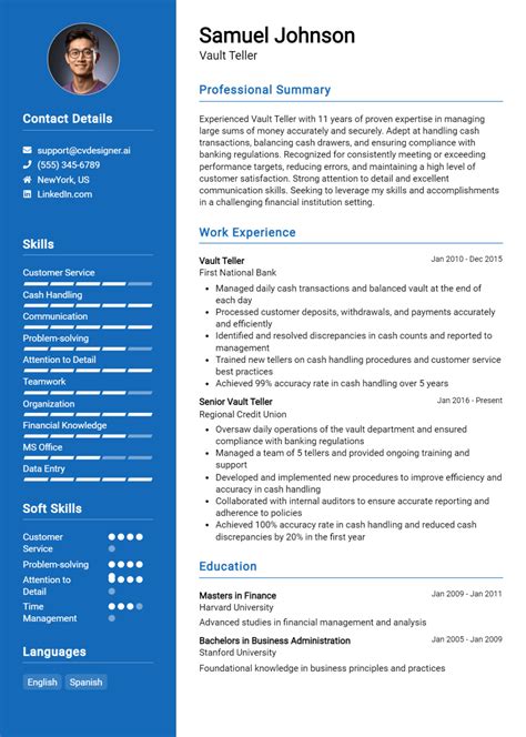 Vault Teller Resume Examples & Samples for 2024 .